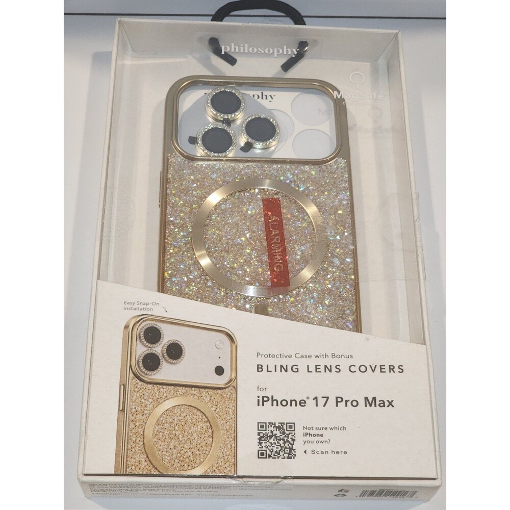 Philosophy Quartzo iPhone 17 Pro Max Case MagSafe Gold Glitter + Lens Covers